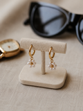 Boucles d’oreilles créoles Fleur Nacrée – Acier inoxydable doré