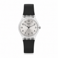 Montre Unisexe Transparente à Cadran Argenté – Bracelet Noir