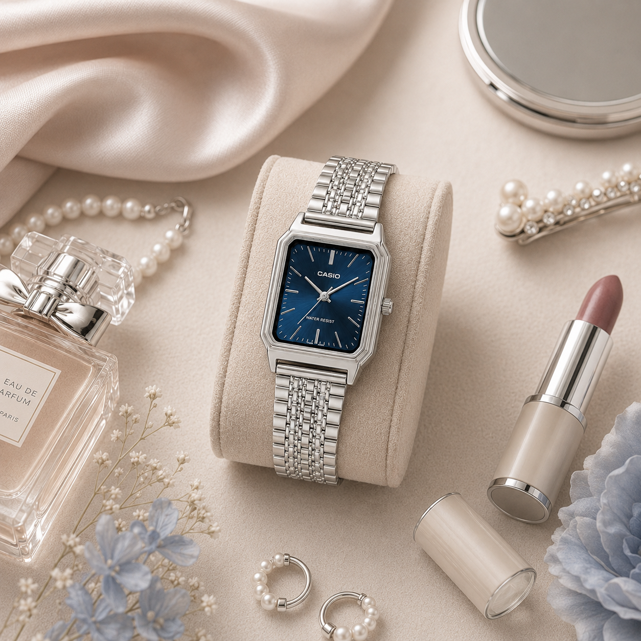 Montre Casio Unisexe LTP-B140D-2AV – Cadran Bleu, Bracelet Acier Argenté