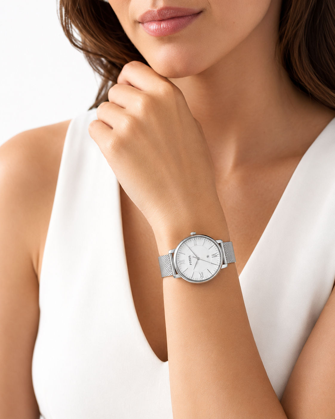 Montre Femme Fossil Jacqueline ES4627 Argentée – Bracelet Maille Milanaise