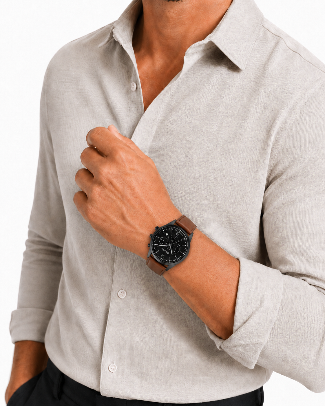 Montre Homme Calvin Klein Distinguish 25200508 Homme – Cadran Noir, Bracelet Cuir Marron