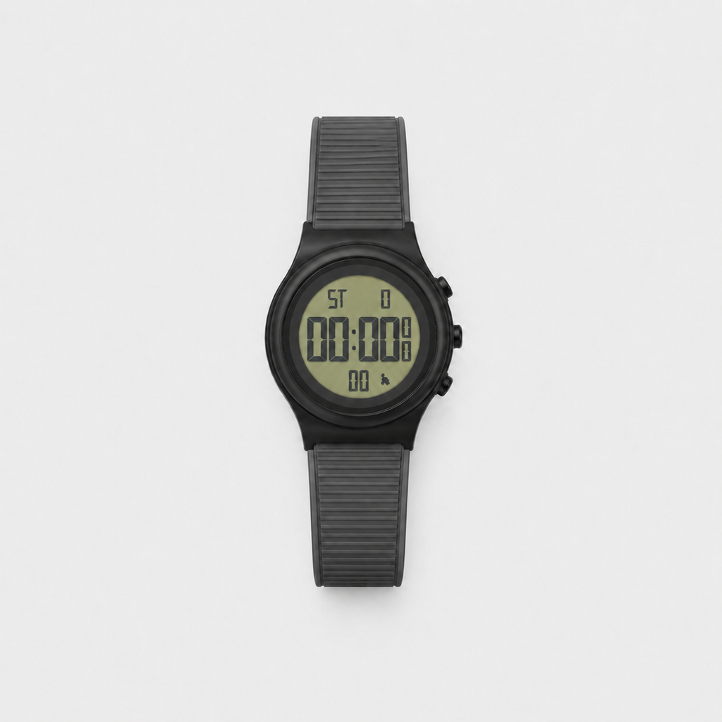 Montre Digitale Bami Homme Noire – Bracelet Silicone, Affichage LCD