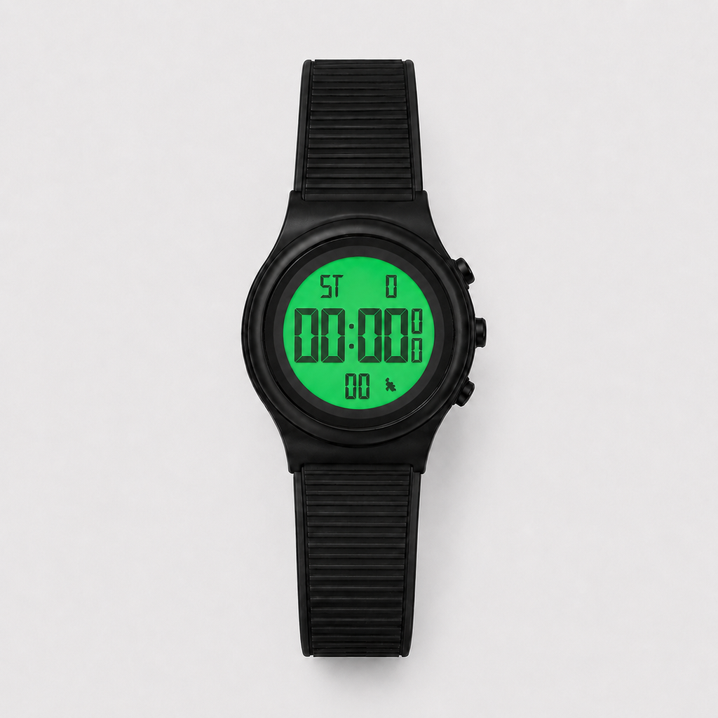 Montre Digitale Bami Homme Noire – Bracelet Silicone, Affichage LCD