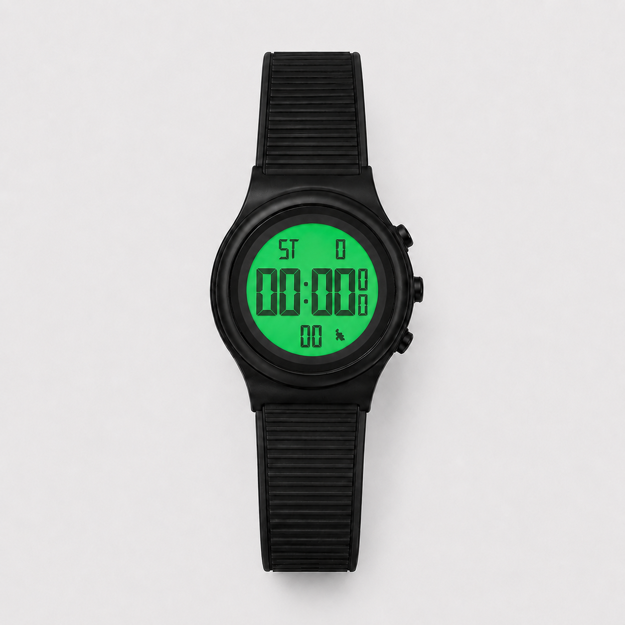 Montre Digitale Bami Homme Noire – Bracelet Silicone, Affichage LCD