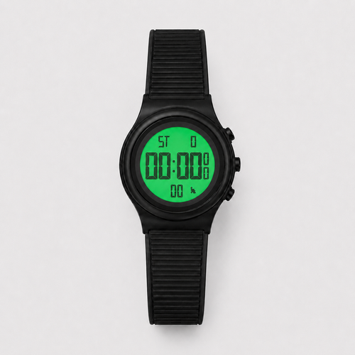 Montre Digitale Bami Homme Noire – Bracelet Silicone, Affichage LCD