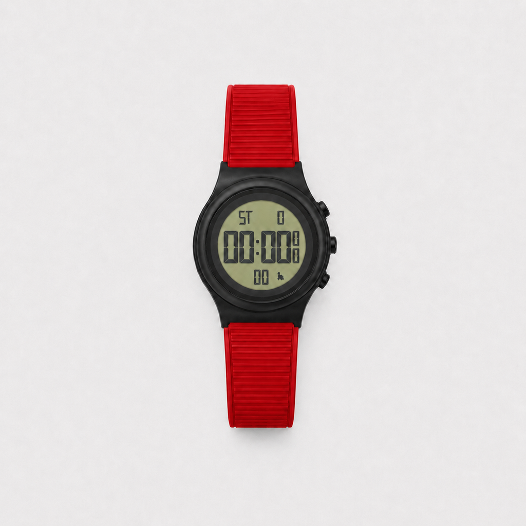 Montre Digitale Bami Homme Noire – Bracelet Silicone, Affichage LCD