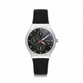 Montre Swatch Femme SW-MF-BLKCR01 – Cadran Noir à Cristaux, Bracelet Silicone Noir