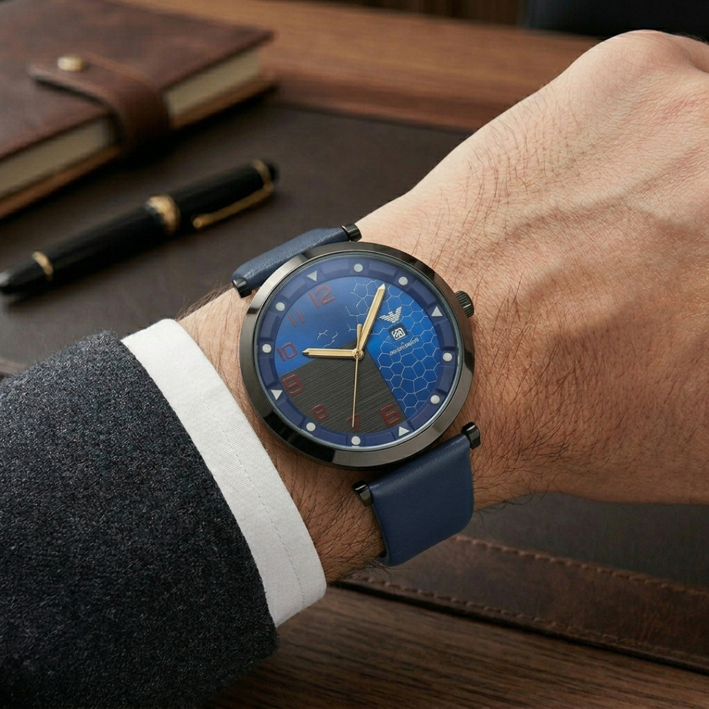 Montre Homme Emporio Armani AR5892 – Design Bleu Élégant, Bracelet Silicone Bleu, Quartz