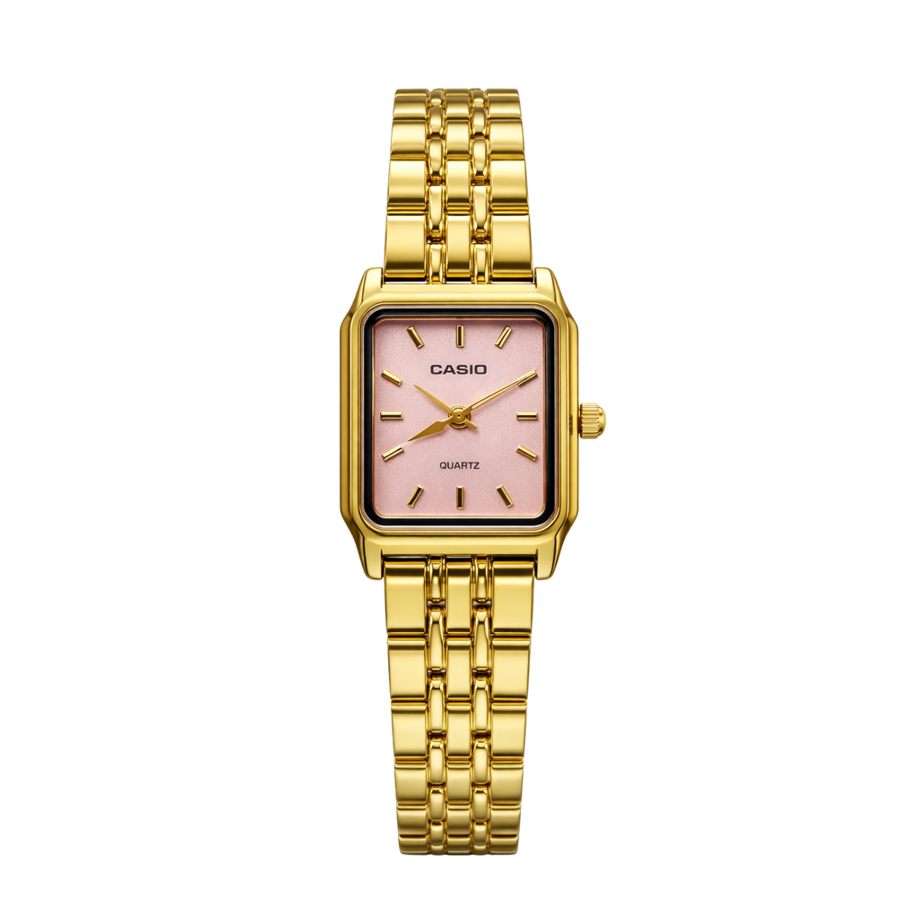Montre Casio Femme Dorée Cadran Rose - Élégance Vintage Bracelet Acier Doré