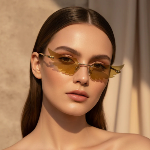 Lunettes de Soleil Ailes d’Ange – Style Futuriste Sans Monture UV400