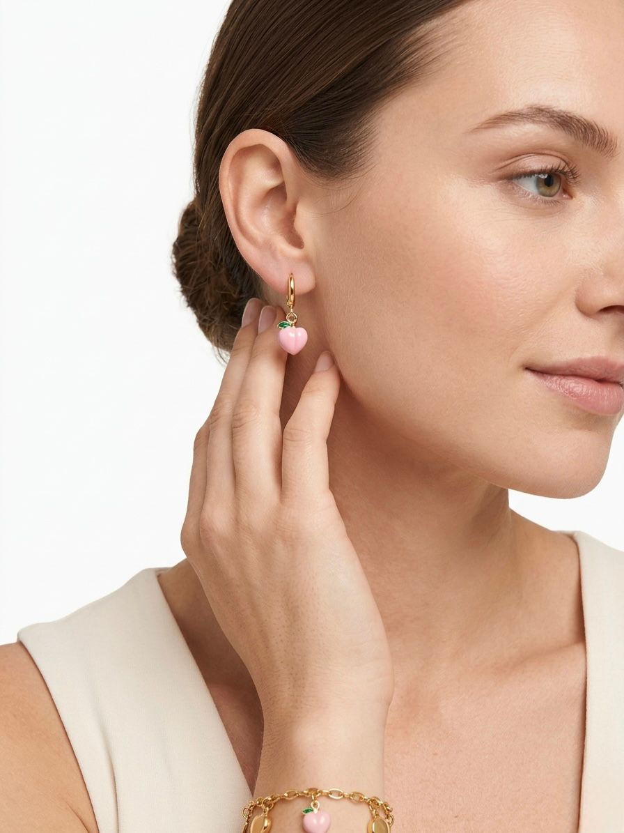 Boucles d’oreilles créoles Pêche – Acier inoxydable doré