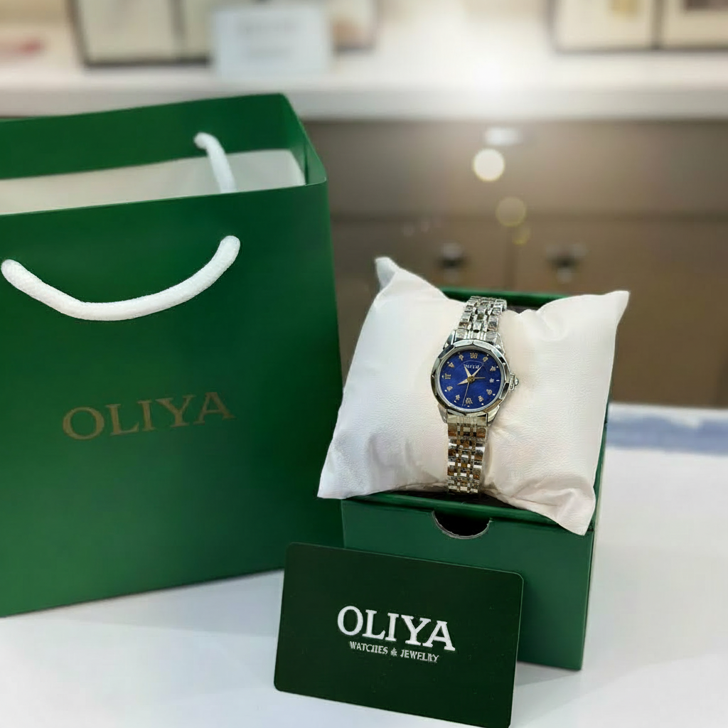 Montre OLIYA Bleu Royal avec Date – Prestige Moderne et Élégance Raffinée