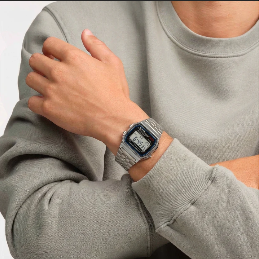 Montre Casio Numérique Rétro Homme – Acier Inoxydable, Étanche, Style Vintage